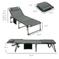 thumbnail image 2 of Outsunny Folding Chaise Lounge Chair, Outdoor Tanning Bed with Face Hole, 5-Level Recline, Breathable Mesh, Side Pocket, Headrest, Steel Frame, Gray, 26.75"x74.50"x14.25", 2 of 8