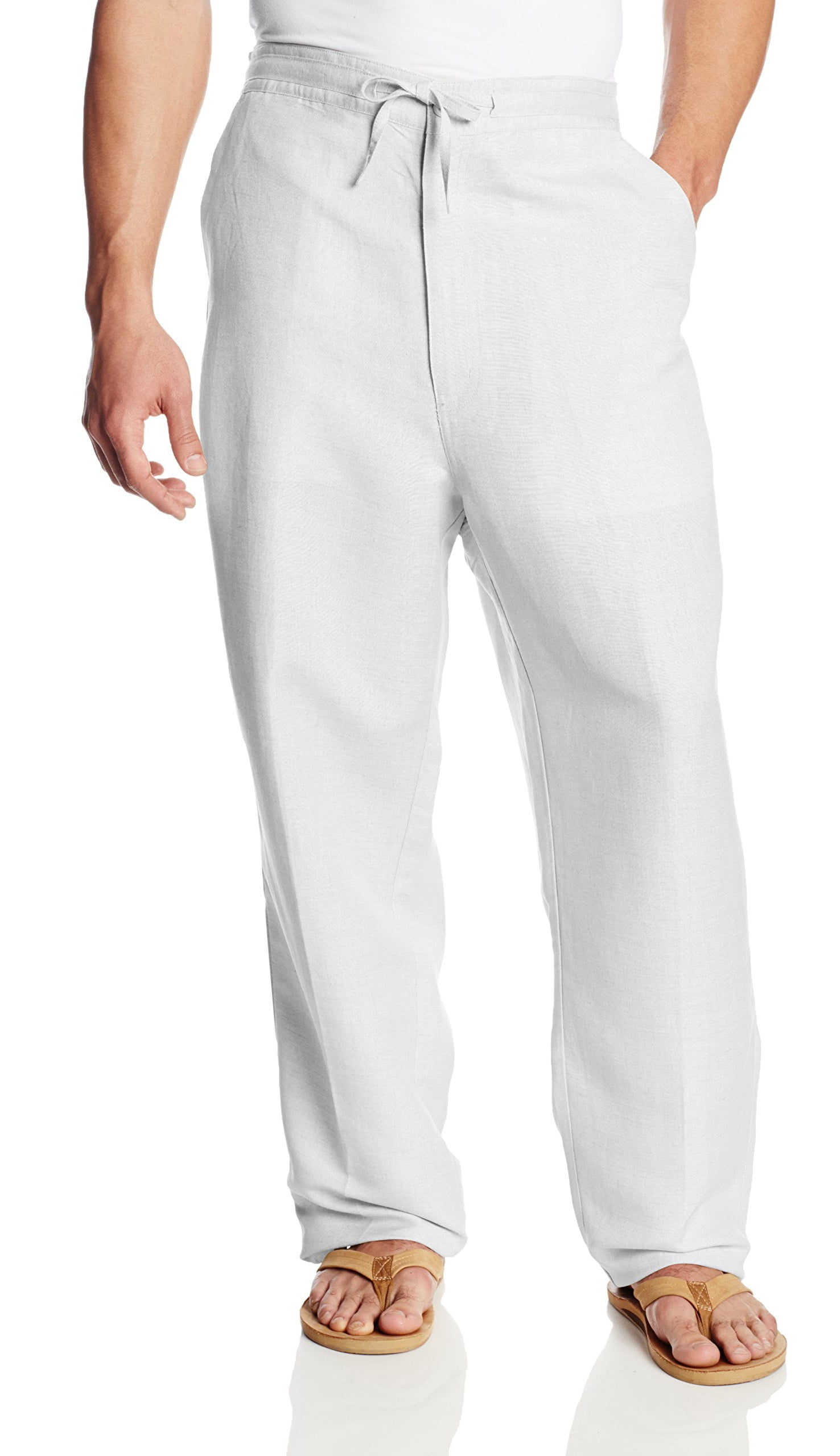 NEW Solid Bright White Men's Size 2XB Straight-Leg Linen Pants $52 ...