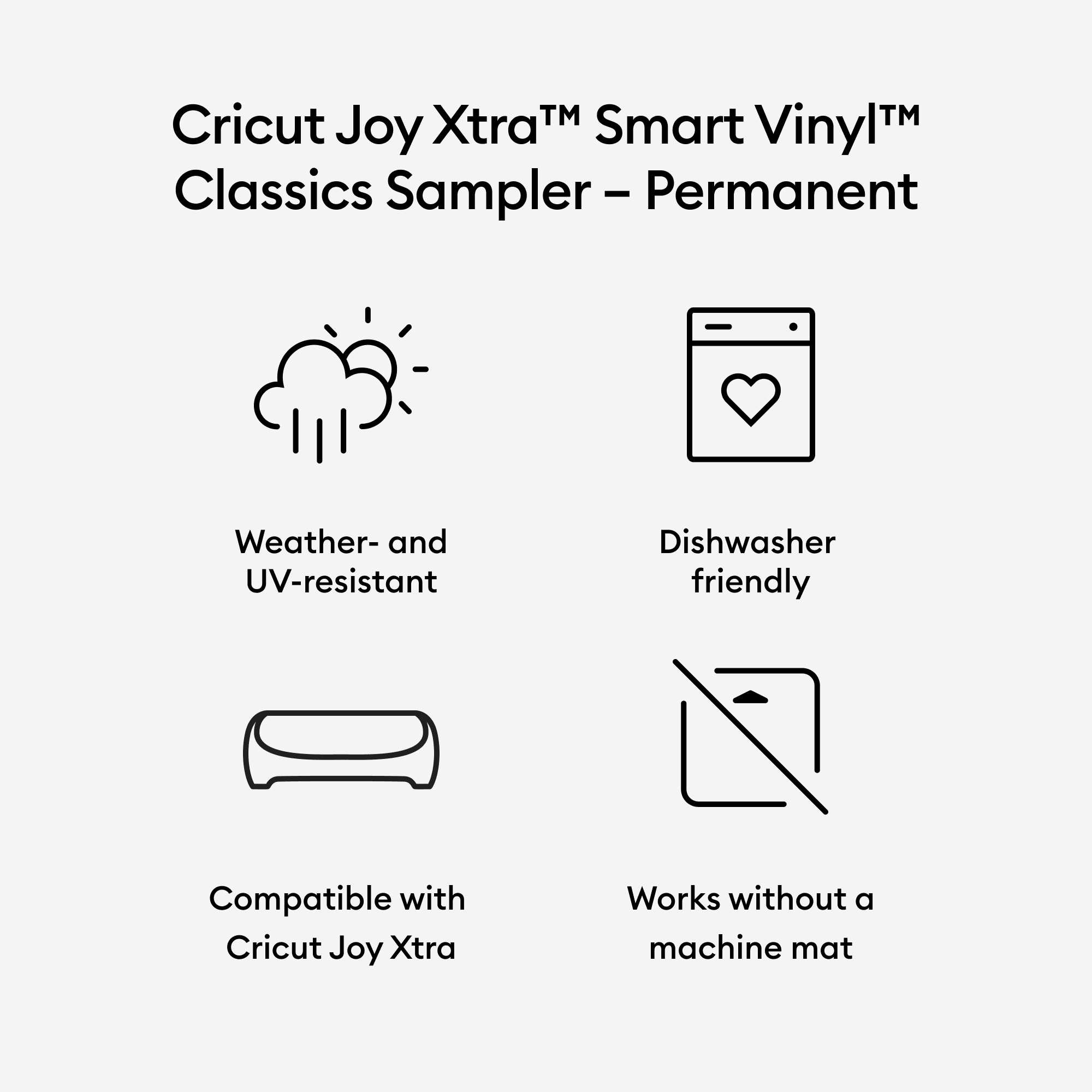 Cricut Joy Xtra™ Smart Vinyl™ Matless Permanent Vinyl, Classics Sampler (3 ct), 9.5" x 12",Sampler