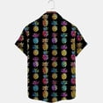 thumbnail image 5 of ZCFZJW Mens Casual Button Down Graphic T-Shirts Trendy Summer Short Sleeve Lapel Collar V Neck Bowling Shirts Tropical Beach Hawaiian Tops Black L, 5 of 5