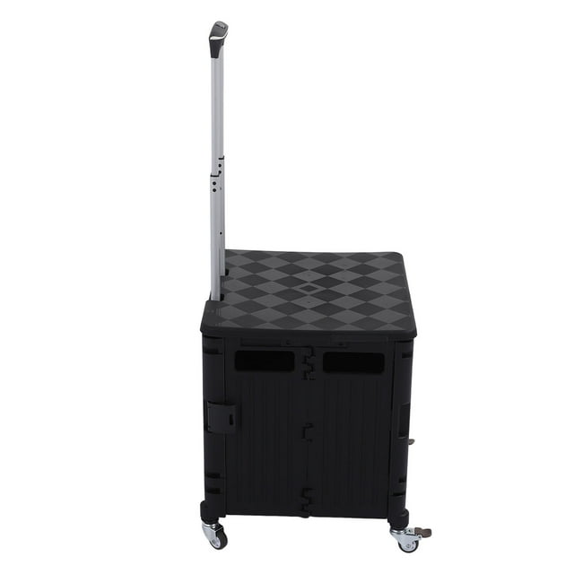 Chariot Utilitaire Pliable Caisse Roulante PP Robuste avec Poignée Télescopique Couvercle Rangement, Conception Pliable Pratique Usage Polyvalent Capacité de Charge pour Magasinage Livraison de Colis Déménagement