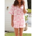 thumbnail image 5 of Yunliwuli Women Summer Shorts Outfits Sun/Shell Print Short Sleeve Shirts Tops Elastic Waist Shorts 2 Pieces Clothes Set, 5 of 9