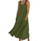 thumbnail image 1 of Vestido Corto de Manga Larga para las Mujeres Color Sólido Cuello Tripulación Vestido de Manga Corta, Bolsillo Rodilla Longitud Vestido de Verano para las Mujeres, 1 of 7