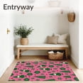 thumbnail image 3 of ODIKA 3'x5' Machine Washable Non-Slip Area Rug, Rustic Holiday Gnome with Nordic Snowflake Motifs and Festive Branches High Traffic Rug, Pink, 731647, 3 of 7