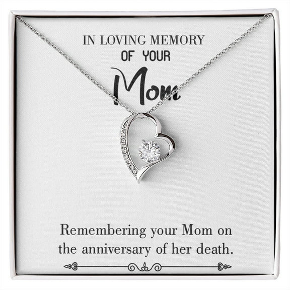 To Mom Remembrance Message Mom Death Anniversary White Forever Necklace w Message Card