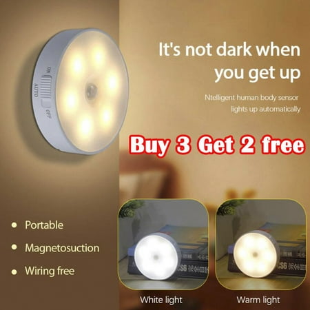 

8 LED Motion Sensor Wireless USB Night Light PIR Battery Cabinet Stair Lamp