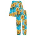 thumbnail image 5 of SCRAWLGOD Sunflowers Pjs for Women Set of 2 Lounge Sets for Women Long Sleeve Sleepwear Crewneck Jogger Pj Sets for Women Size L Comfy Women's Pajama Sets, 5 of 6