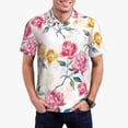thumbnail image 2 of Balery Colorful Flowers Printed Men’s Short Sleeve Polo Shirt, Midweight Men's Shirt,Golf Polo shirts -3X-Large, 2 of 8