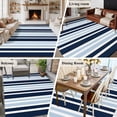 thumbnail image 6 of Blue Dark Washable Living Room Rugs 5'x7', Blue Striped Minimalist Contrast Vertical Stripes Low Pile Throw Large Area Rugs Non-Slip Sturdy Edge Binding Carpet for Dining Room Bedside Kitchen, 6 of 9