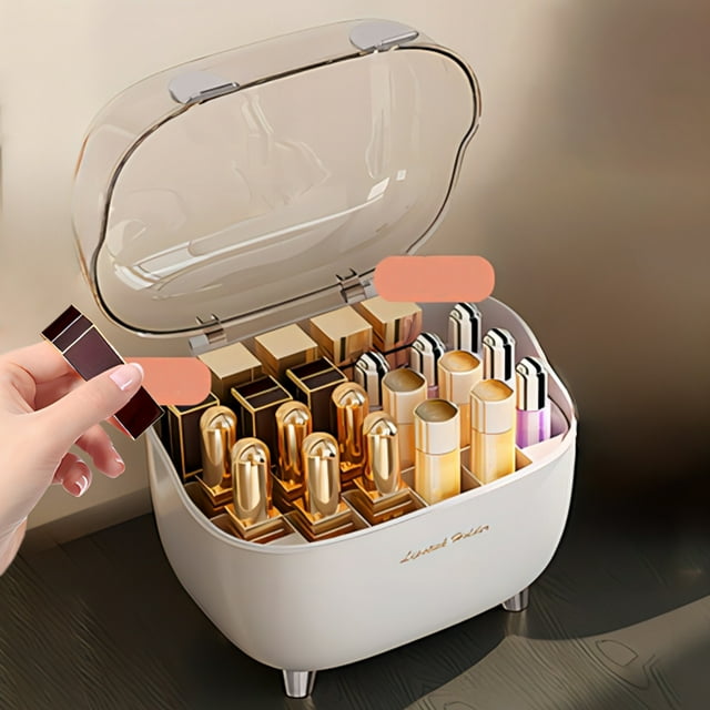Amzcrzy Lipstick Storage Boxs Lipstick Storage Box Dusty Proof Tabletop Cosmetic Lipstick Box with Lid Ins Wind Lip Gloss Lipstick Storage Rack Storage Bins Storage Containers Dorm Room Essentials