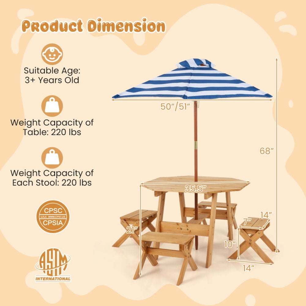 Spaco Kids Wooden Table Set for Children Aged 3+ Years-Natural, Toddler Table and Chair Set for Arts & Crafts, Snack Time, Homeschooling, Homework