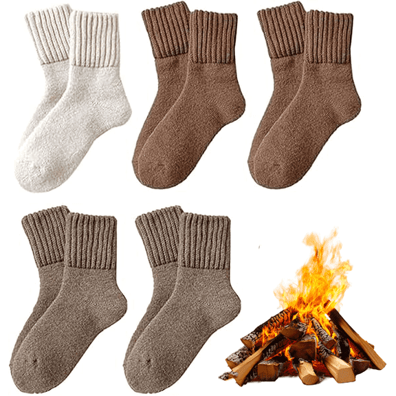 Womens Solid Mid Calf Socks, 5 Pairs Cozy Fall Socks for Women, Winter Soft Thermal Cotton Knit Socks , Women's Thermal Crew Socks , Cozy Casual Soft Comfy Warm Socks for Fall & Winter