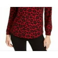 thumbnail image 3 of Anne Klein Women's Animal Print Split Neck Top Red Size 2XL, 3 of 3