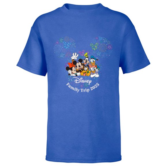 Disney Mickey & Friends Fireworks Vacation Family Trip 2025 - Short Sleeve T-Shirt for Kids - Customized-Royal