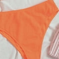 thumbnail image 4 of Women's Ribbed High Waisted Bikini Sets Scoop Neck Two Piece Swimsuits Spaghetti Strap Textured Bathing Suit Orange, 4 of 8