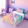thumbnail image 3 of Manfei Pink Blue Wave Beach Twin Sheet Sets for Kids Boys and Girls, Coastal Ocean Print Bedding 3-Piece, 1 Flat Sheet, 1 Fitted Sheet and 1 Pillowcase, 3 of 6