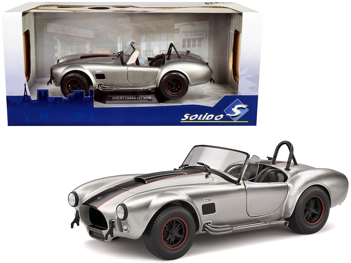 Diecast 1965 Shelby AC Cobra 427 MKII Custom Silver Metallic with Red and  Black Stripes 1/18 Diecast Model Car by Solido