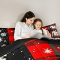 thumbnail image 5 of Manfei White Snowflake Full Size Comforter Sets,Merry Christmas Bedding Comforter Set,Red Black Plaid Bedding Sets For Girls Boys,Luxury Bedroom Decor Reversible,3pcs, 5 of 8