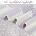 thumbnail image 6 of Lilac Purple Green Stripe Polka Dot Checker White Ruffle Patchwork Cotton Queen Reversible Quilt Bedding Set, 6 of 6