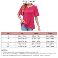 thumbnail image 5 of Camisa de manga corta para mujer, Top con cuello redondo, camisa plisada con manga acampanada, Top holgado de Color puro, rosa rojo XXL, 5 of 5