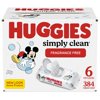 Huggies Simply Clean Unscented Baby Wipes, 6 Flip-Top Packs (384 Wipes Total)