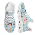 thumbnail image 1 of Zapatos de enfermería blancos para mujer, zapatillas deportivas transpirables de malla con diseño de marca para enfermeras y atención médica., 1 of 6