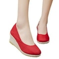 thumbnail image 3 of ZTTD Fashion Women Summer Slip-On Comfortable Wedges Shoes Beach Round Toe Breathable Sandals Red, 3 of 9