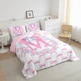 thumbnail image 3 of Castle Fairy Letter Monogrammed M Full Size Comforter Sets 3-Piece for Boys Girls,Kawaii Floral Bow Bedding Comforter Set,Dreamy Princess Lightweight Bedding Sets,Breathable Home Decor,Reversible, 3 of 8