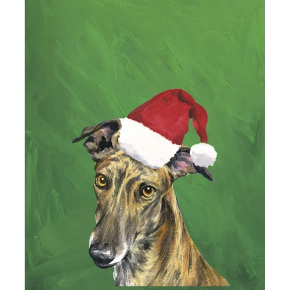 Greyhound - Barbara Van Vliet Christmas Large Flag