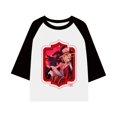thumbnail image 4 of Hazbin Hotel Moda Casual Mujer Cuello Redondo Impreso Raglan Manga Corta Camiseta Top Negro/M, 4 of 6
