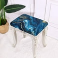 thumbnail image 3 of Xoenoiee Blue Marble Print Stool Covers Square Stretch Rectangle Bar Stool Covers Jacquard Vanity Stool Cover with Elastic Stool Seat Protector for Bathroom, 2 Pack, 3 of 6