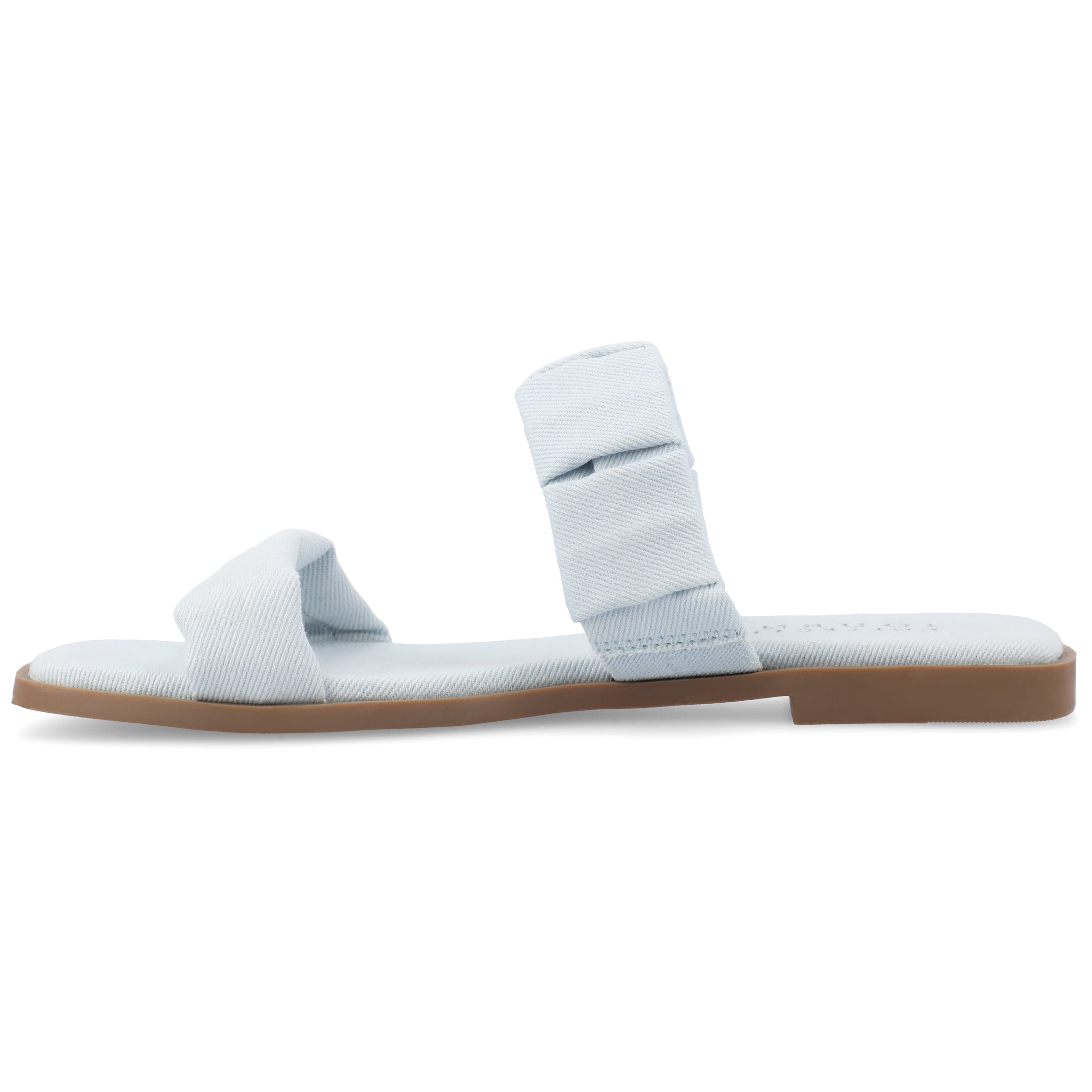 Journee Womens Pegie Slip On Faux Leather Flat Sandals