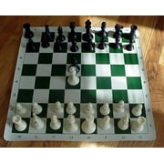 Tournament Chess Set - Extra Large & Heavy 4" Luxury Chess Pieces ( Ivory/Black) with Green/White Roll-up Chess Board