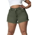 thumbnail image 5 of Gocolloa Women Plus Size Jean Shorts Sexy Stretchy High Waisted Frayed Raw Hem Denim Shorts Army Green 16W, 5 of 5