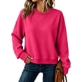 thumbnail image 3 of Long Sleeve Tops Women Oversized Solid Color Crew Neck Casual Pullover Soft Fall Sweatshirt, M, 3 of 7