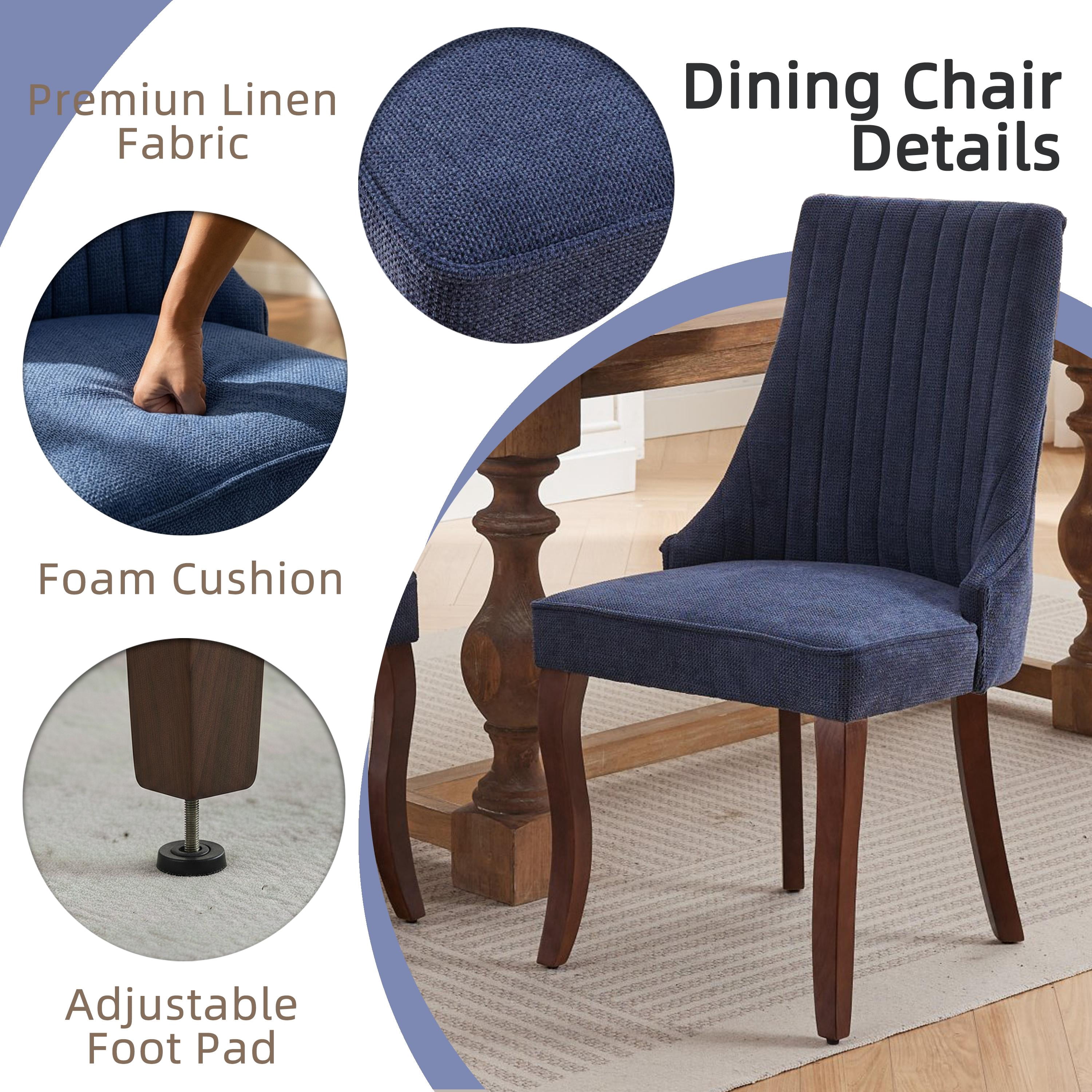 Dining Chairs Set of 4, PAPROOS Velvet Upholstered Dining Chairs, Farmhouse Accent Chair Side Chair with High Backrest and Solid Wood Legs, Kitchen Chair for Dining Kitchen Living Room, Blue