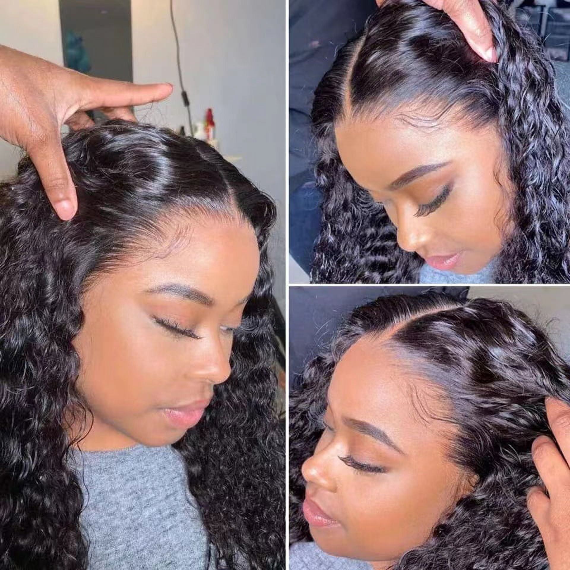DOPI Wig Front Wig Human Hair lace Combed Hair Density Brazilian Black Women Wig Gift Black 180 Density 28In（ No Fading, No Smell, No Knots）