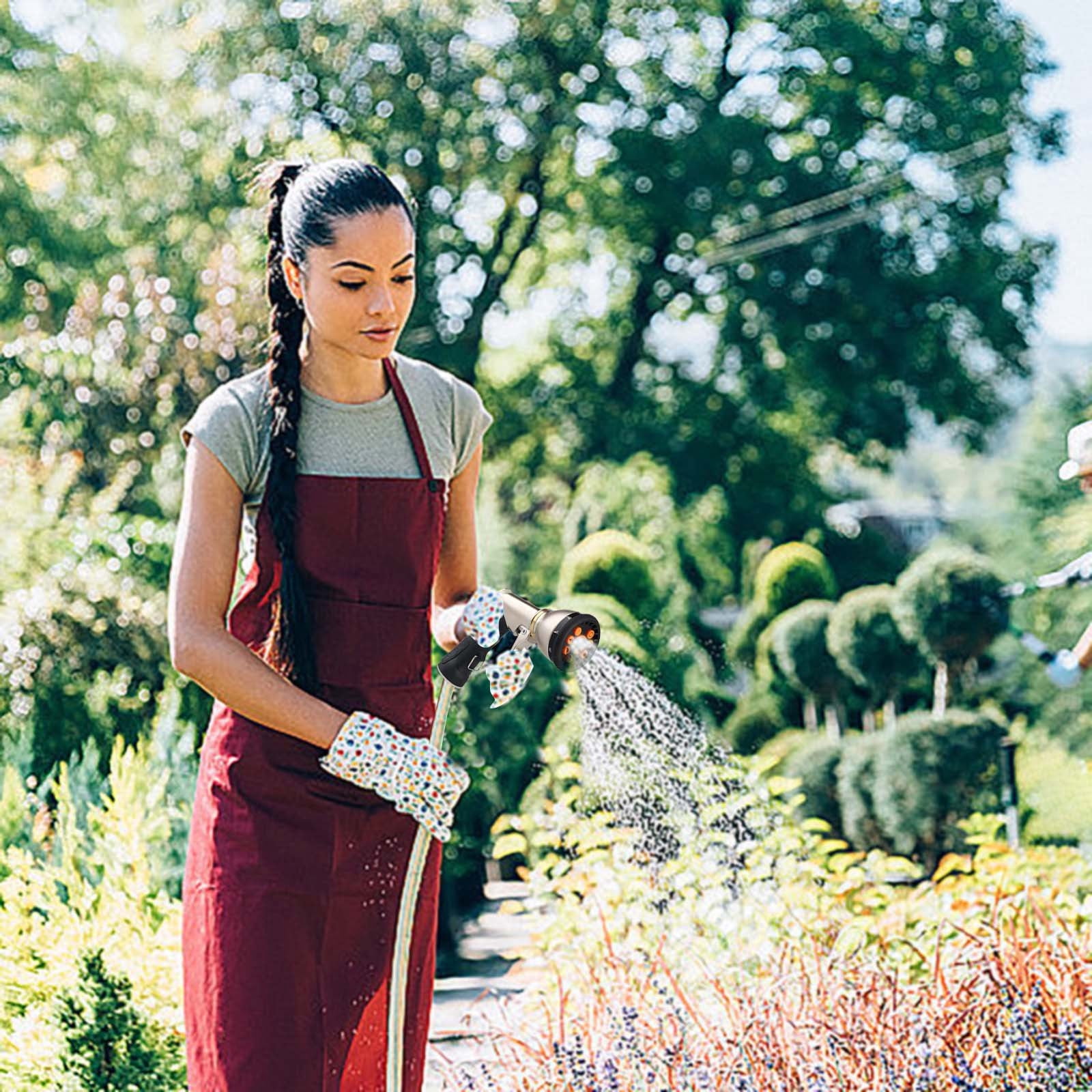 Garden Hose Nozzle, Heavy Duty Alloy Water Hose Nozzle with 9 Adjustable Spray Patterns, High Pressure Hand Sprayer with Flow Control for Watering & Lawns, Washing Cars & Pets, Garden Supplies