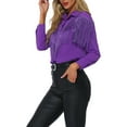 thumbnail image 5 of INSPIRE CHIC Women's Fringe Shirts Long Sleeve Button Down Chic Western Cowgirl Tops XS Dark Purple, 5 of 7