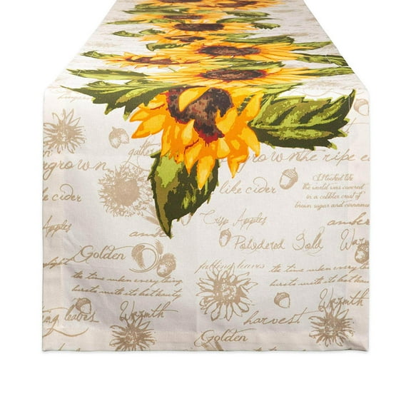 DII 14x108" Modern Cotton Rustic Sunflowers Printed Table Runner in Multi-Color