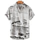 thumbnail image 3 of Camisa retro de manga corta para hombre, periódicos antiguos impresos en 3D, diseño de botones informal y moderno para ropa de calle y hogar, 3 of 5