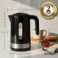 thumbnail image 2 of OVENTE 1.8L Electric Kettle, 1500W Fast Boiling Heater for Coffee or Tea, BPA Free, Easy to Fill Lid, Water Level Window, Auto Shut-Off, Boil-Dry Protection and Removable Filter, Black KP413B, 2 of 8