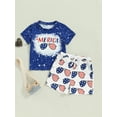 thumbnail image 2 of Niusricy 4th of July Clothes for Baby Boys 0 6M 12M 18M 2T 3T Kids Memorial Day Outfits Short Sleeves T-Shirt Eyeglasses Print Tops and Elastic Shortsnt Fashion Cute 2 Piece Vacation Clothes, 2 of 8