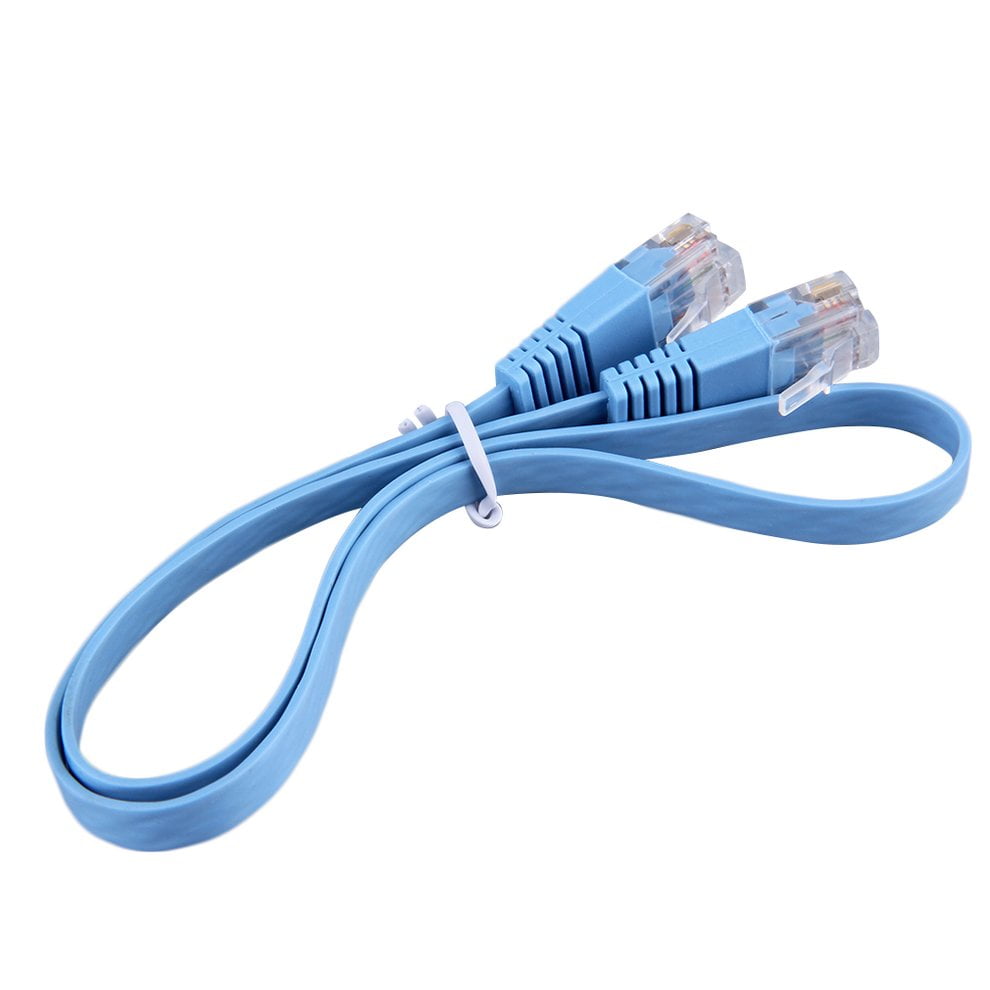 Networking Accessories 0.5m CAT6 Ultra-Thin Flat Ethernet Network LAN Cable Black Color : Blue Patch Lead RJ45 