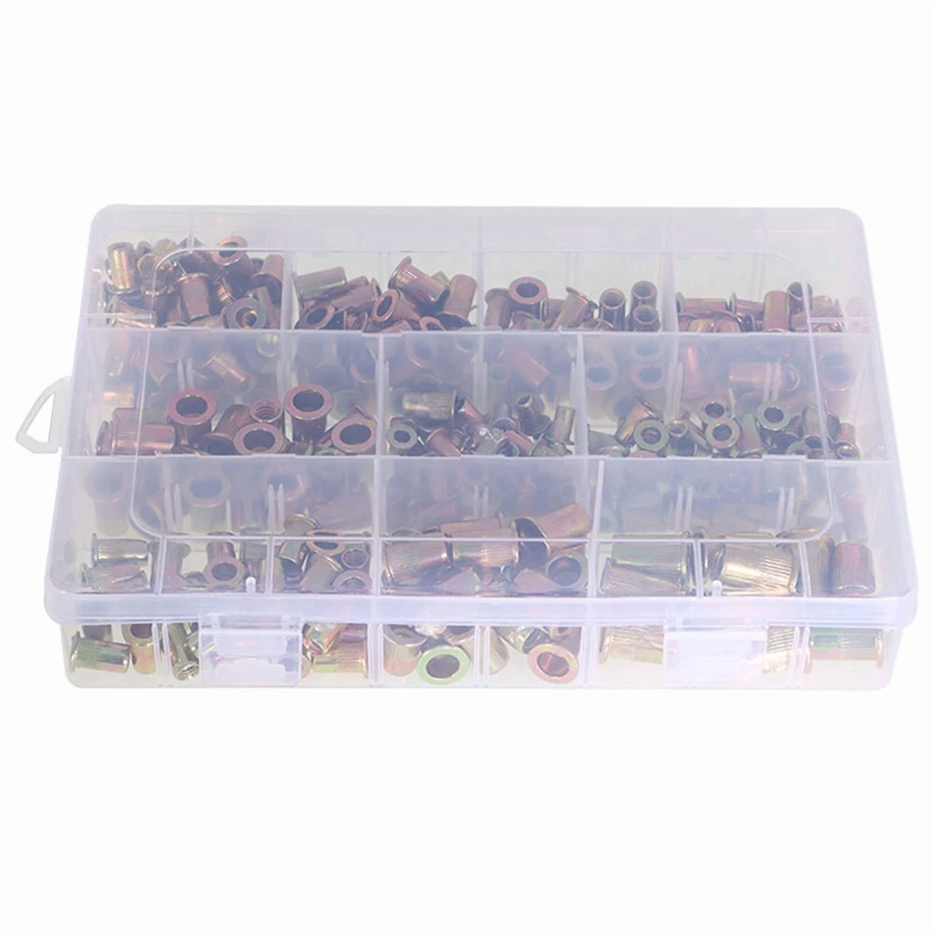 CIRCLE- Zinc Steel Rivet Nut Kit Rivnut 300Pack Nutsert Assort 150Pcs Metric+150Pcs Sae