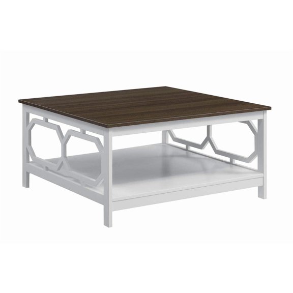 Pemberly Row Square 36" Coffee Table Espresso & White Wood Finish