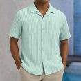 thumbnail image 2 of YLSDY Men's Summer Beach Vacation Shirt Casual Short Sleeve Button Down Shirt for Men Fashion Textured Summer Beach Tops Mint Green XXL, 2 of 6
