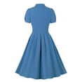 thumbnail image 2 of Women's Audrey Hepburn Retro Vintage Tea Party Prom Dress Short Sleeve Elegant Cocktail Party Swing Midi Dress, 2 of 4