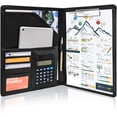 thumbnail image 1 of Labymos Black Portfolio Folder A4 Clipboard Folder Leather Conference Folder Portable File Folder Perfect for, 1 of 7