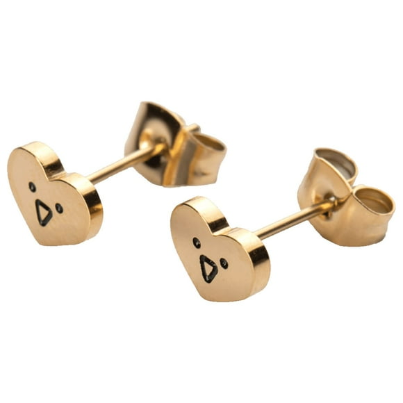 Aretes Mujer Joven de Corazón, Oso o Mariposa LuckyLy, Acero Inoxidable con Baño de Oro 18k, Modelo Lila dorado UNITALLA